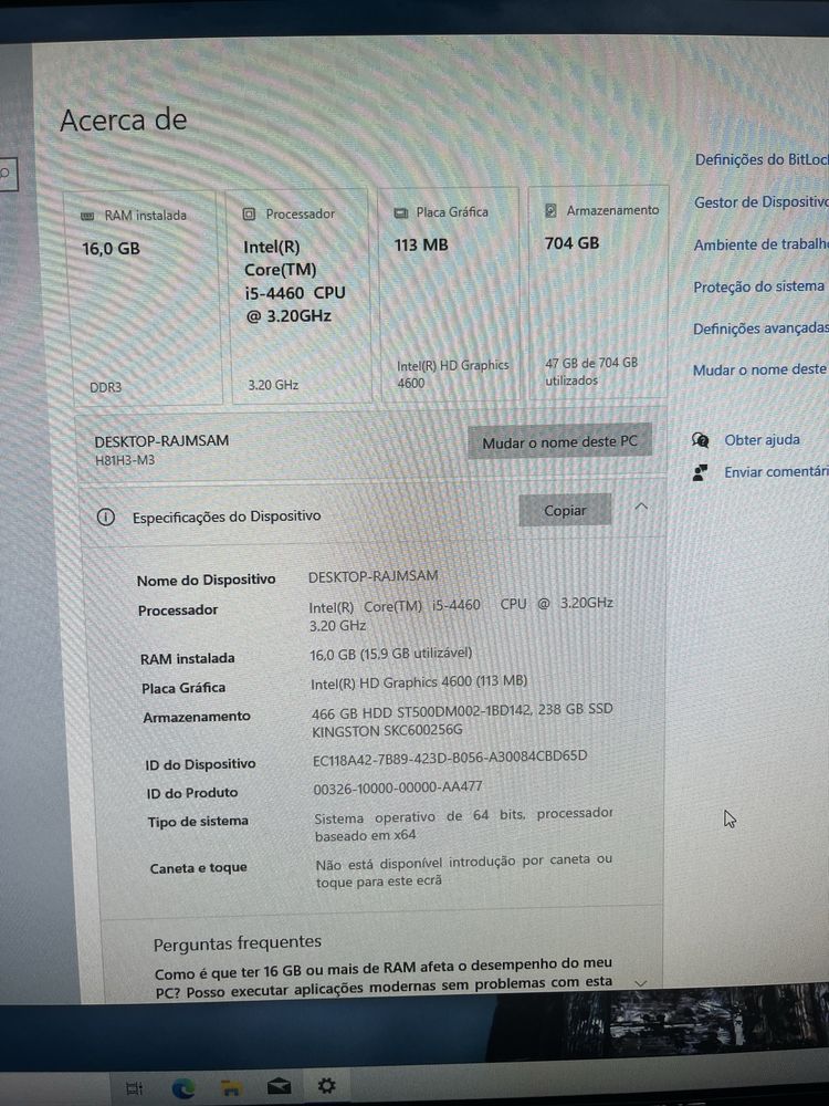 Computador Desktop i5, 16gb ram, 750gb armazenamento