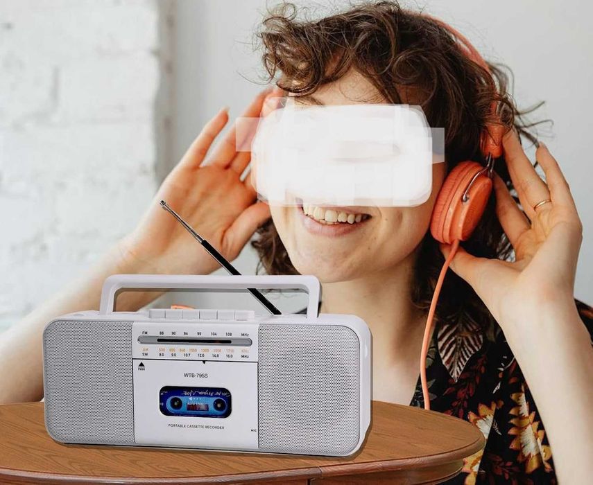 Odtwarzacz Kasetowy Retro USB/Bluetooth/AM/FM Przenośny Odtwarzacz MP3