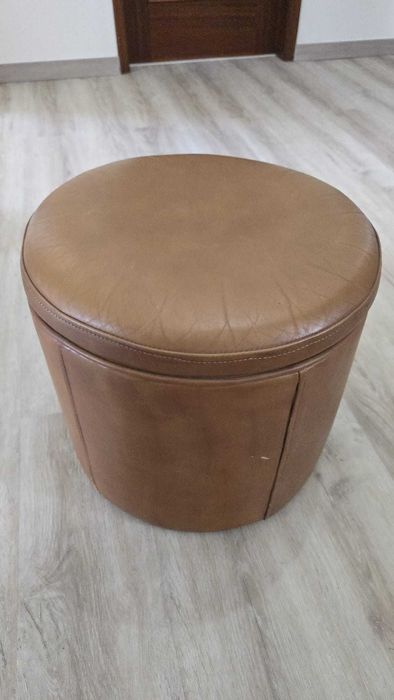 Puff Banqueta Castanho Marrom Redondo