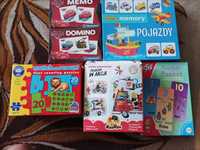 Puzzle domino menory gry dla dzieci 6 gier