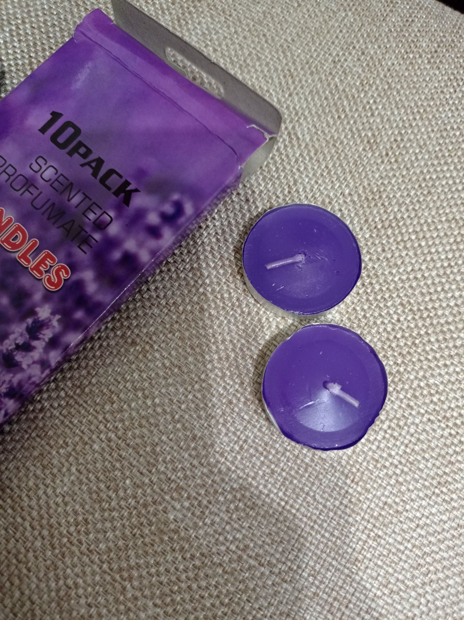 Фіолетові парафінові свічки - таблетки (набір 10 шт)