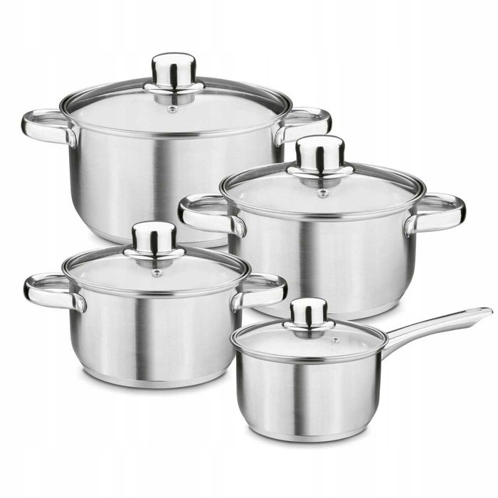 Komplet Garnków Rondel Stalowe Indukcja 8 El 20/16/14/12cm