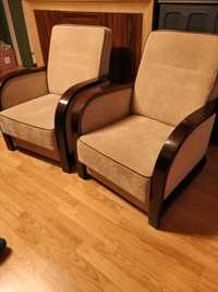 TANIO!! Wygodne fotele w nowoczesnym stylu.  Beż, brąz, drewno, welur.