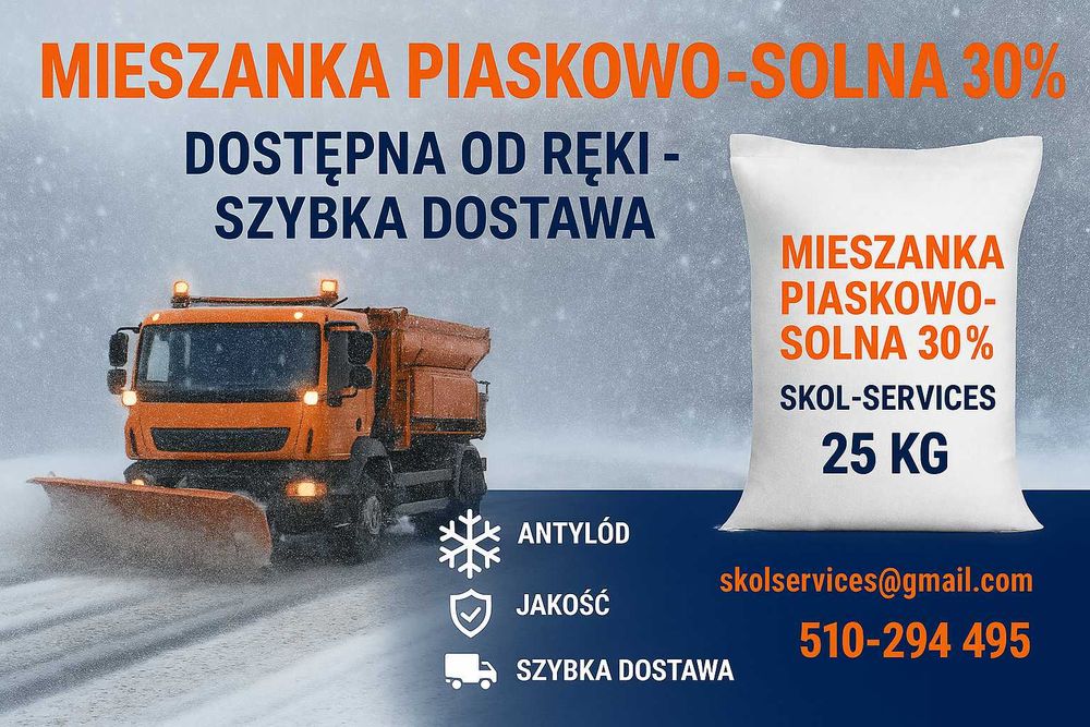 MIESZANKA Sól drogowa-piasek  w workach 25kg lub luzem
