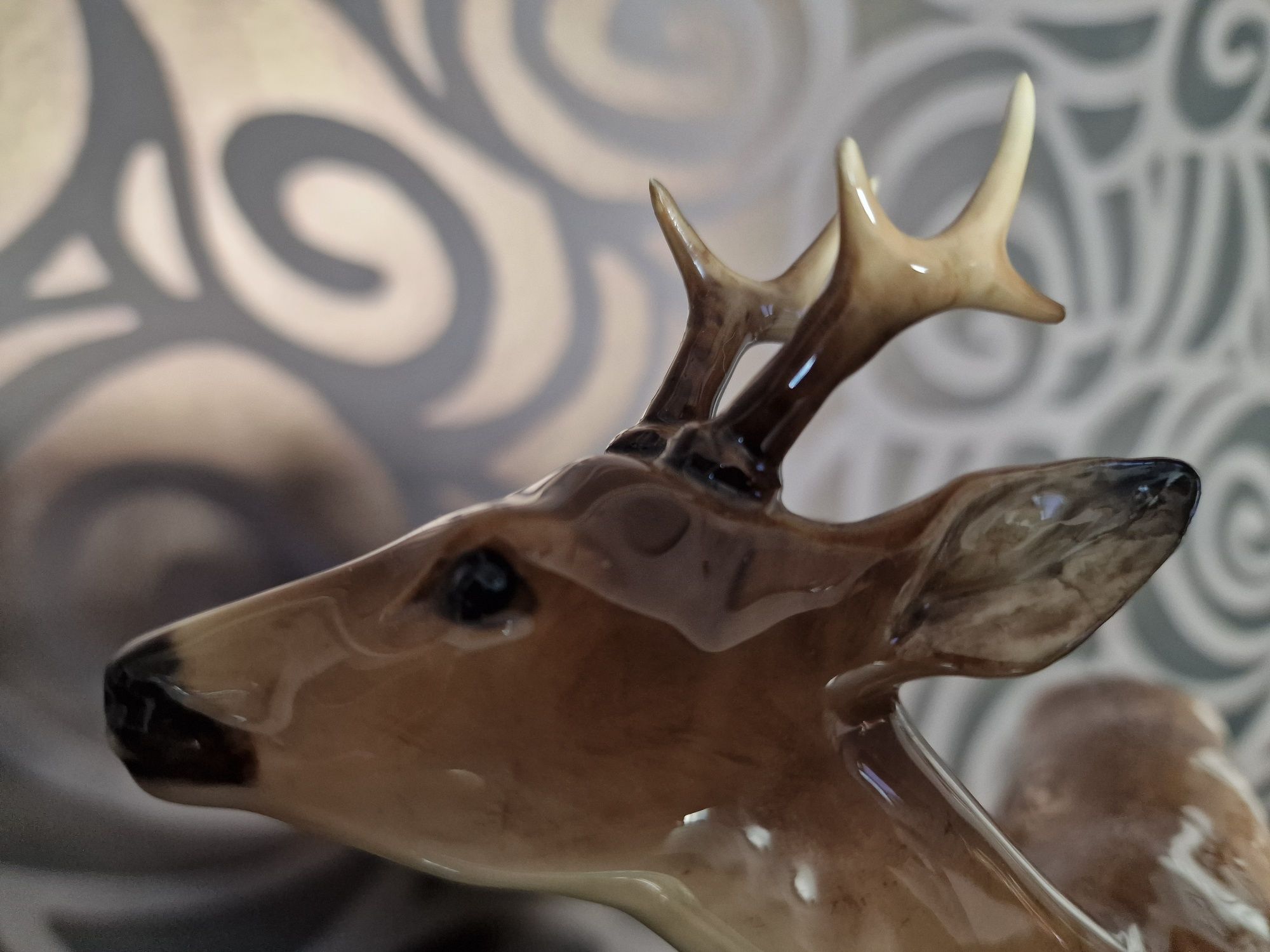 Jeleń i łania, sarna duża figurka z porcelany Hutschenreuther