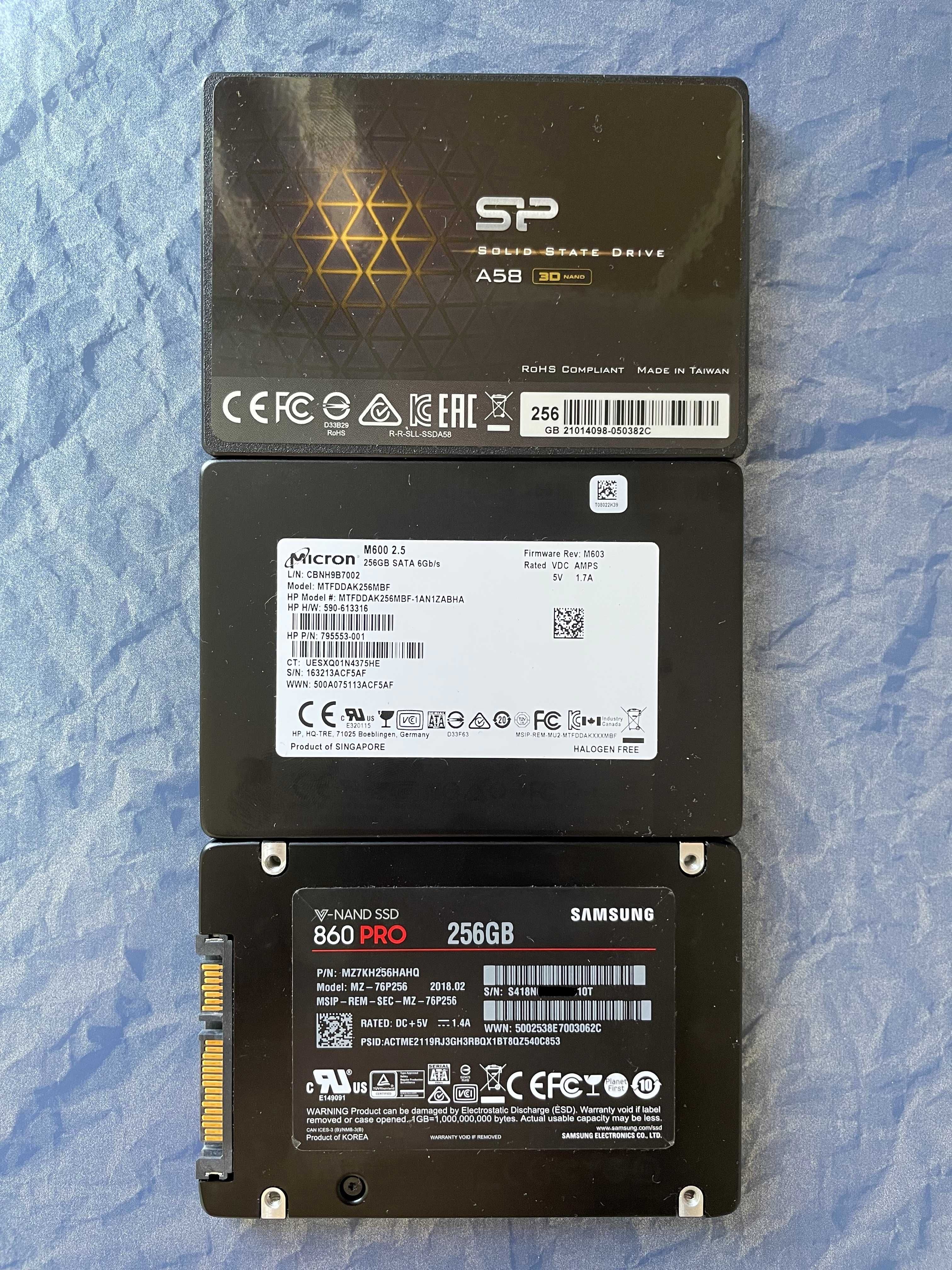 SSD SATAIII 2.5 Kingston Silicon Power Micron Samsung 60 256 512 GB