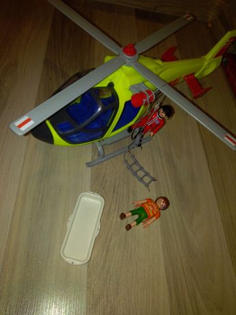 Playmobil 5 zabawek helikopter straż policja laweta motorówka