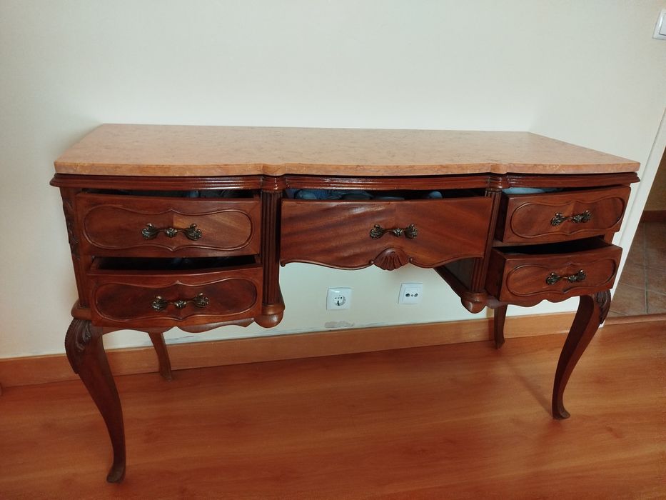 Toucador em madeira de cerejeira,recuperado , 5 gavetas com ferragens