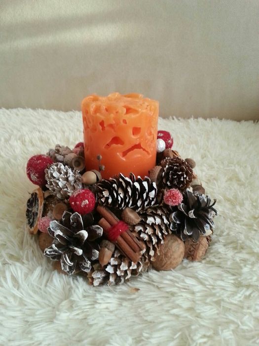 Посвечник и свеча hand made с природных материалов