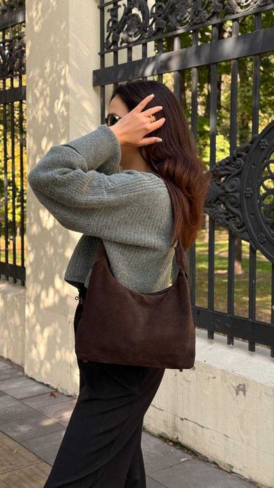 Жіноча сумка Аляска коричнева замша
