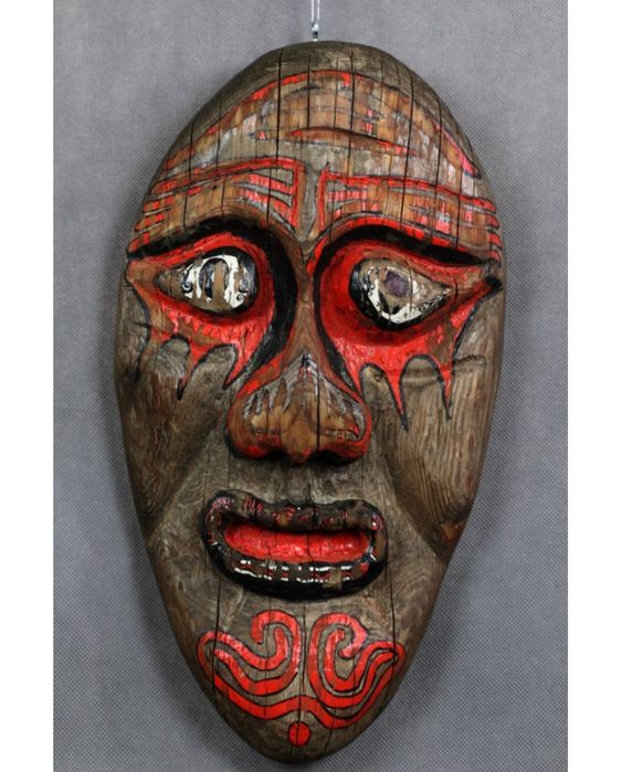 Maska. Wojownik. Drewno. Maorysi. Nowa Zelandia. XX wiek.