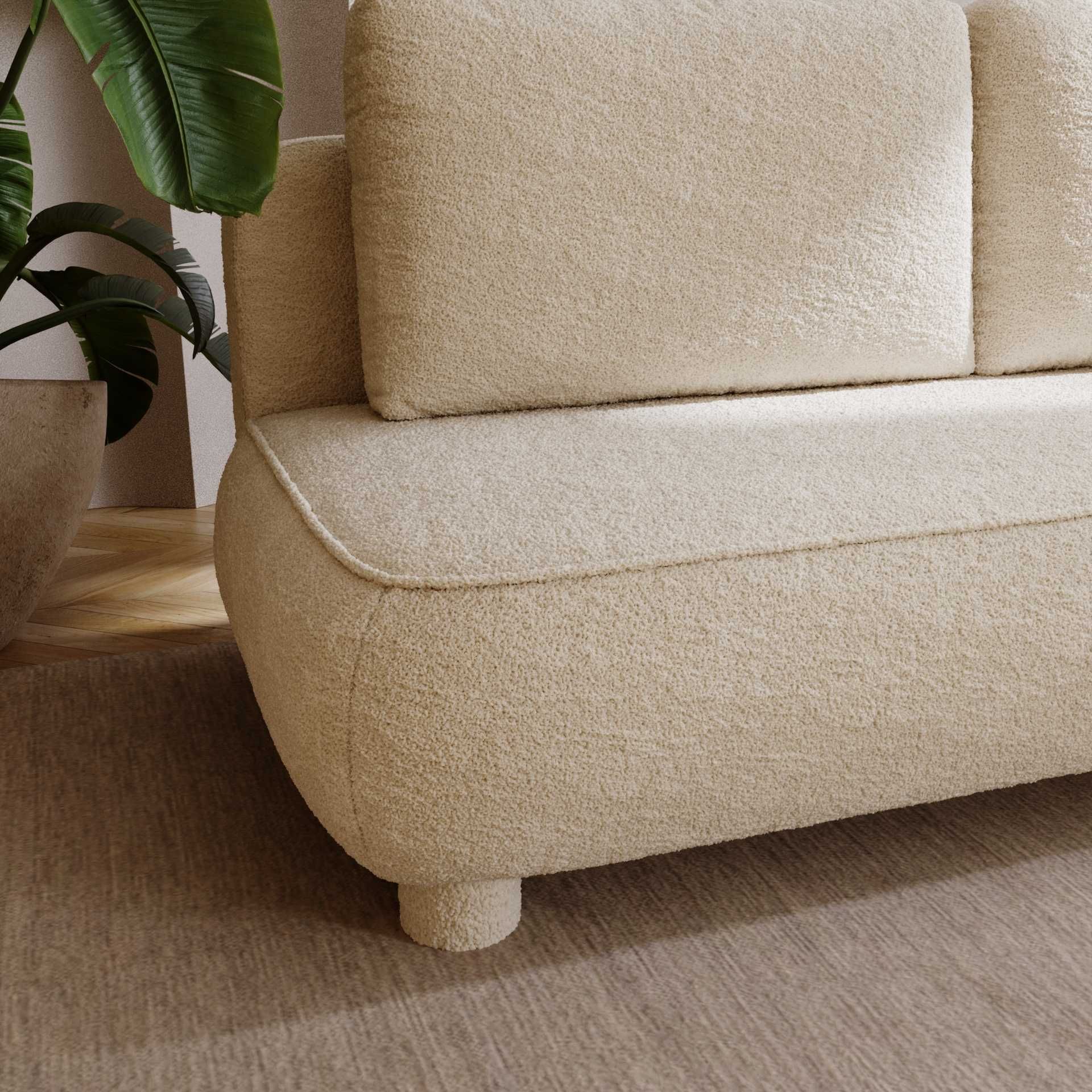 Wygodna Sofa Kanapa ABRIGO Rozkładana Funkcja Spania Pojemnik BOUCLE