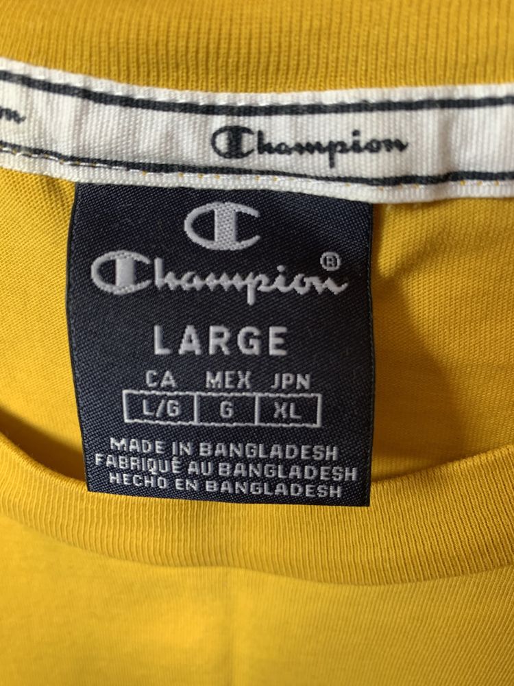 Koszulka Champion L Zolty Żółty musztardowy tshirt