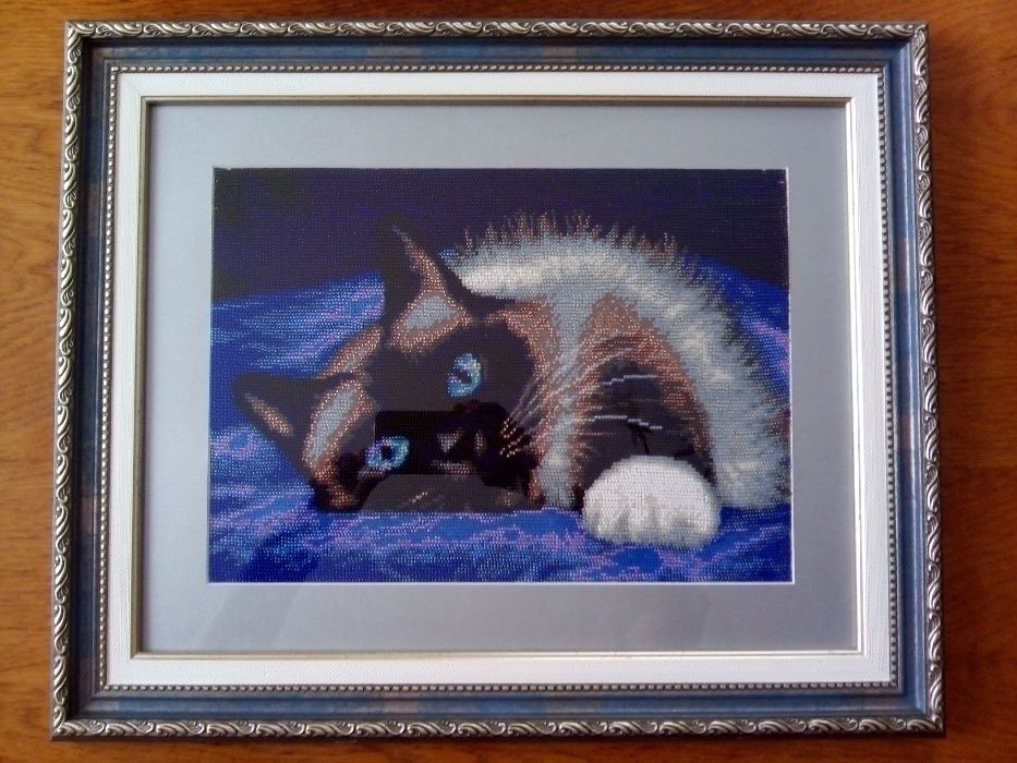 Картина вышитая бисером "Котенок"
