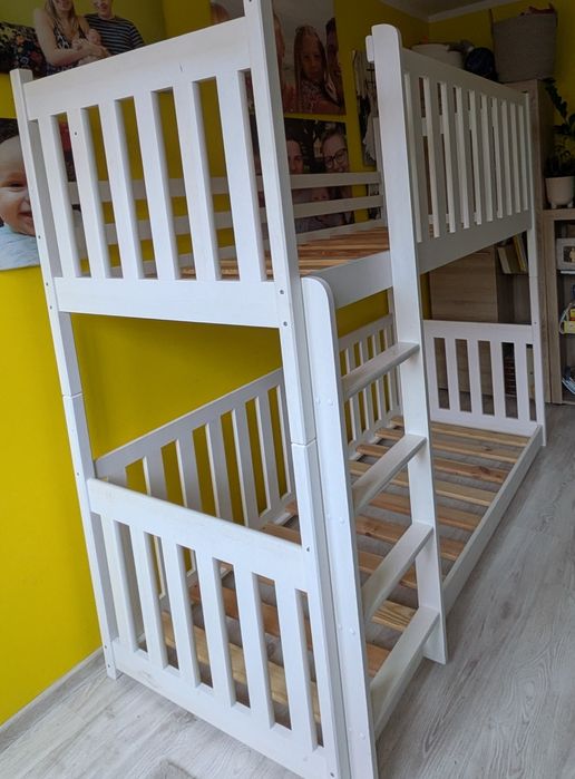 Łóżko piętrowe drewniane lanomeble materace 180x80