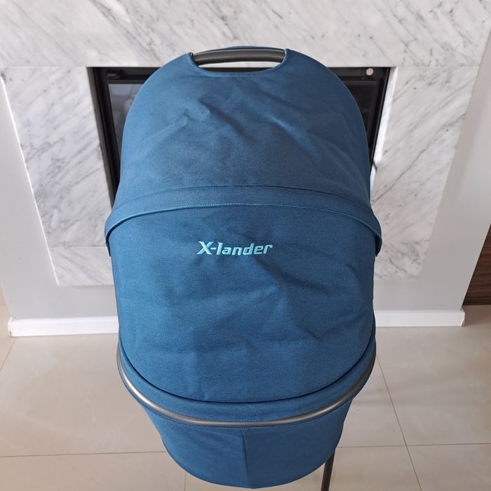 Gondola X-lander X-pram petrol blue jak nowa akcesoria folia moskitier