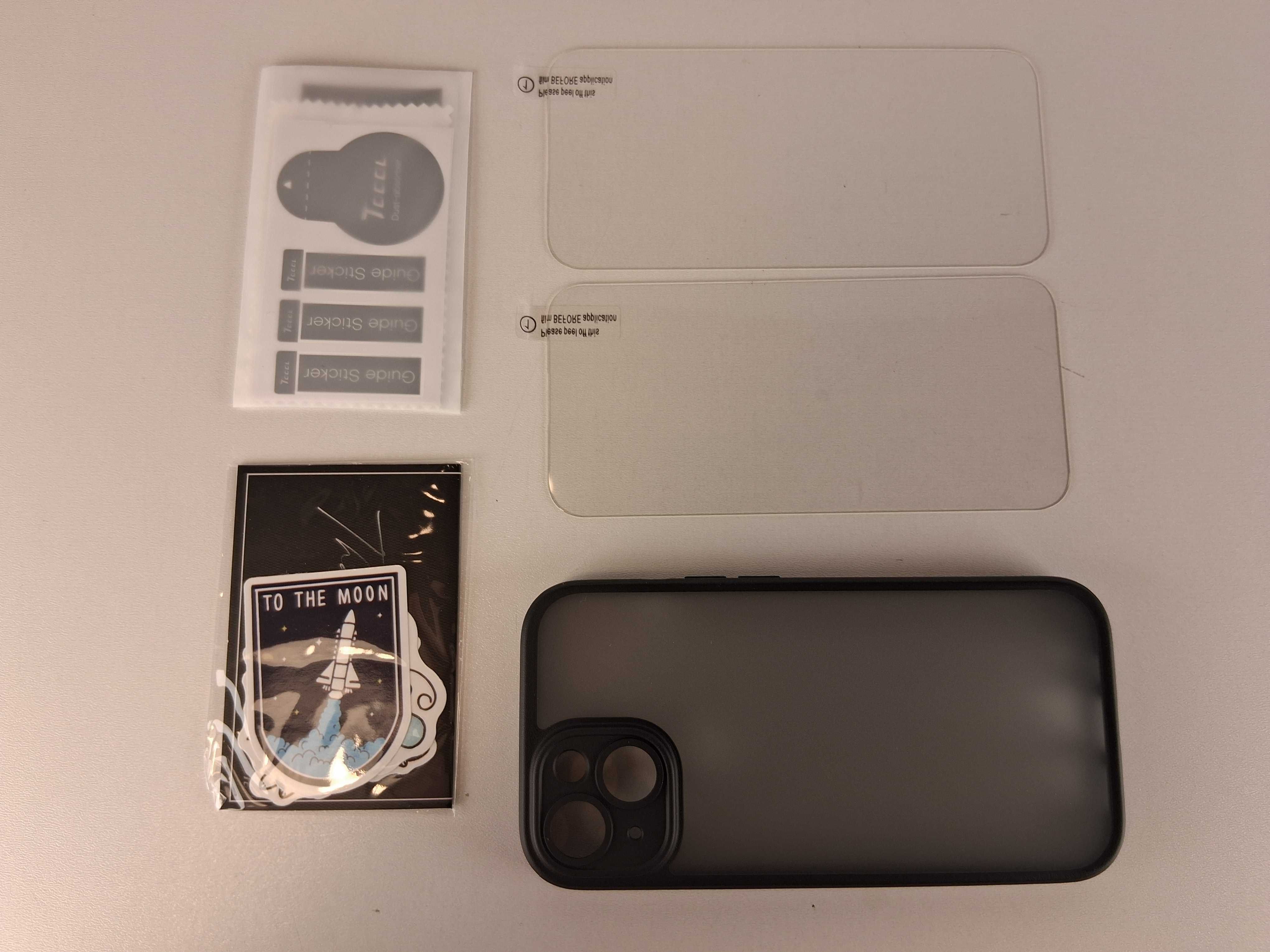 Y132 Zestaw Ochronny Tocol do iPhone 15 Szkło Etui Czarne Nowy