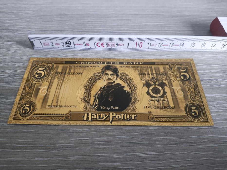 Harry Potter Banknot 5 Galleonów Pozłacany Bank Gringotta Harry Potter