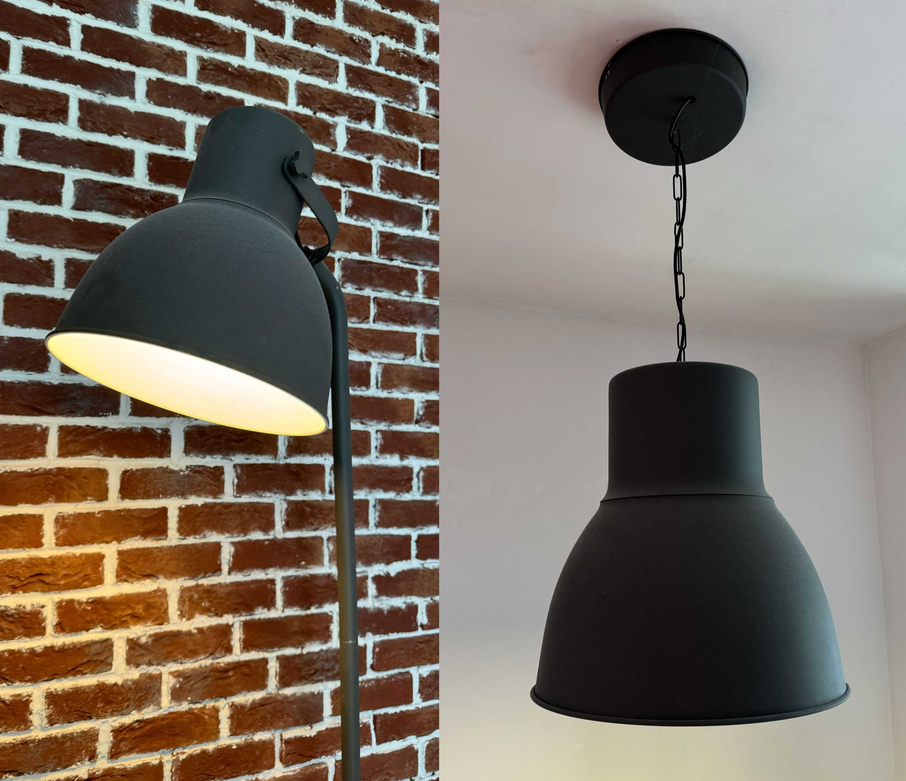 Loft Lampy - stojąca (podłogowa) oraz wisząca IKEA Hektar, ciemnoszara