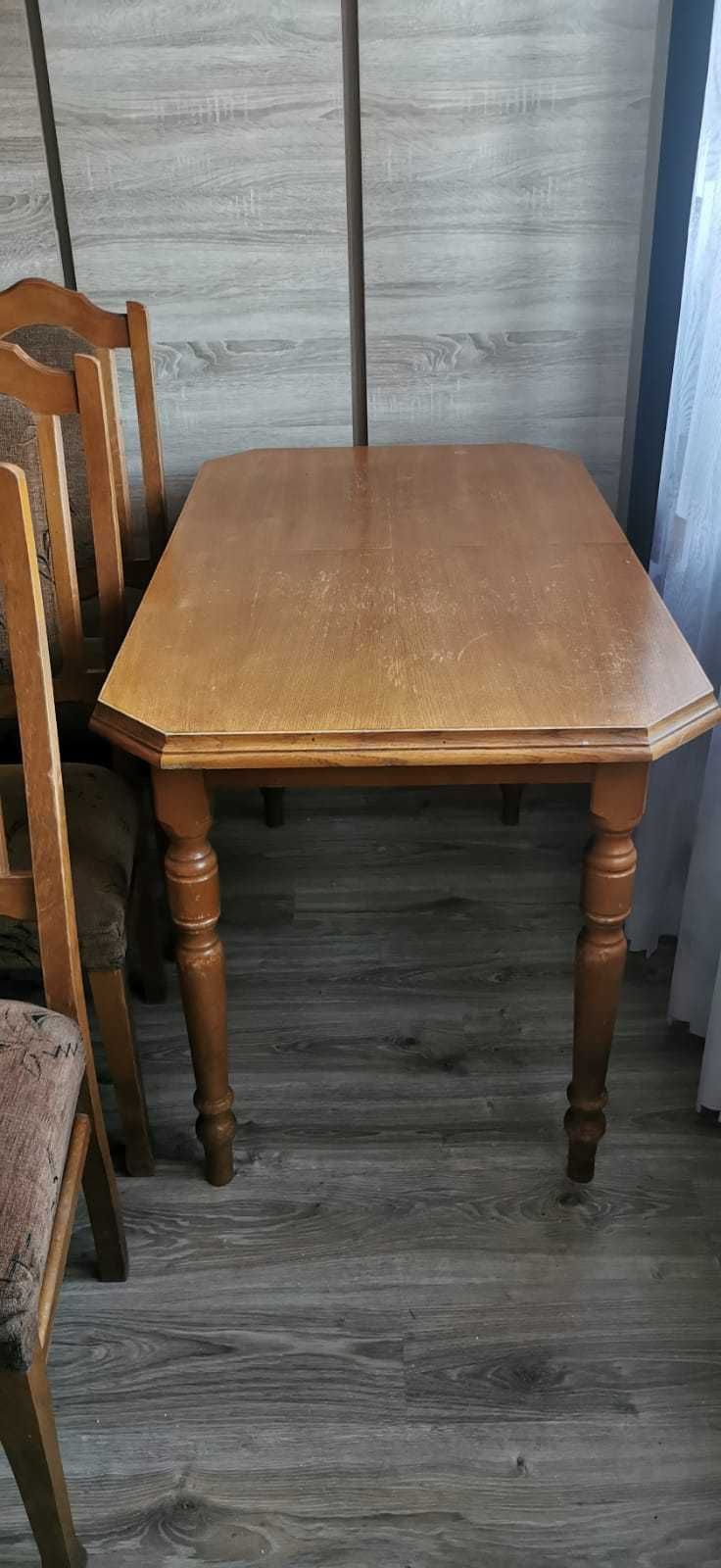 Dębowy zestaw stół i 6 krzeseł