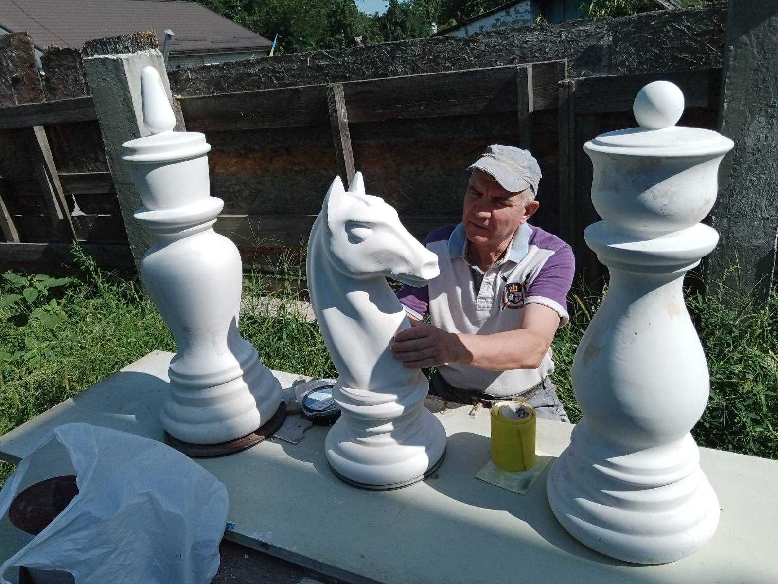 Гигантскі шахові фігури - 870 мм гіпс Король Королева Кінь скульптура