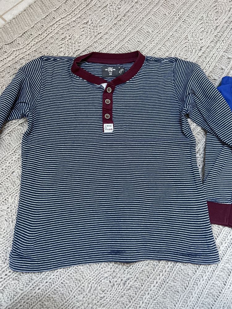 3 bluzki z długim rękawem 122/128 H&M Mads & Mette