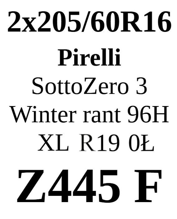 2x 205/60R16 Pirelli SottoZero 3 Winter 96H 6mm C/B/72dB