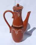 Bule de chá vintage dos anos 80, português de terracota pintado à mão