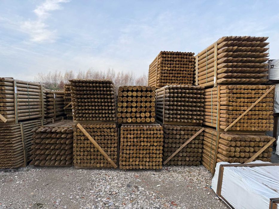 SŁUPEK drewniany fi 80 x 3.0m palik palisada bal pal - impregnowany -
