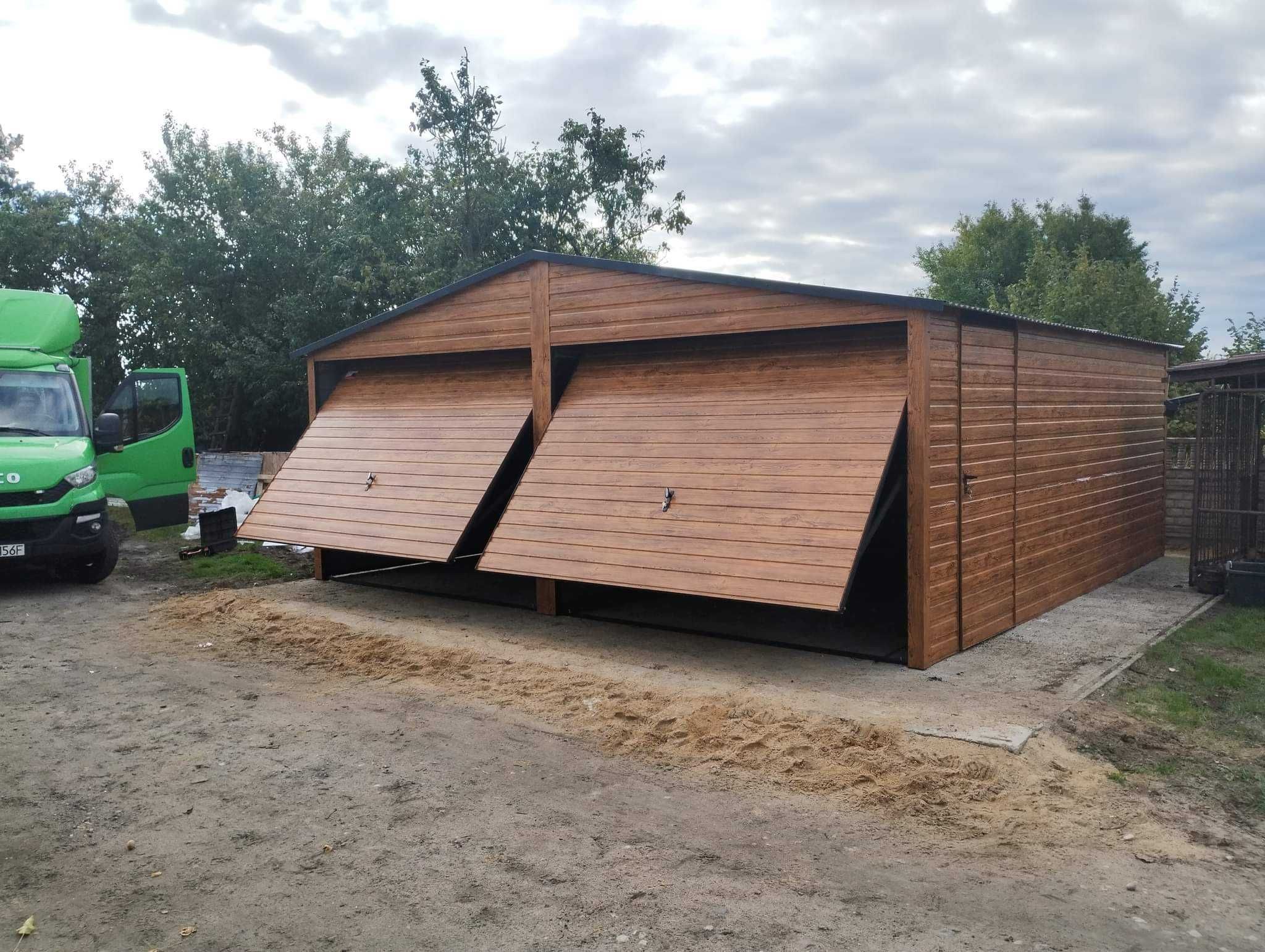 Garaż drewnopodobny 6x5, 6x6, garaże blaszane profil zamknięty, wiaty