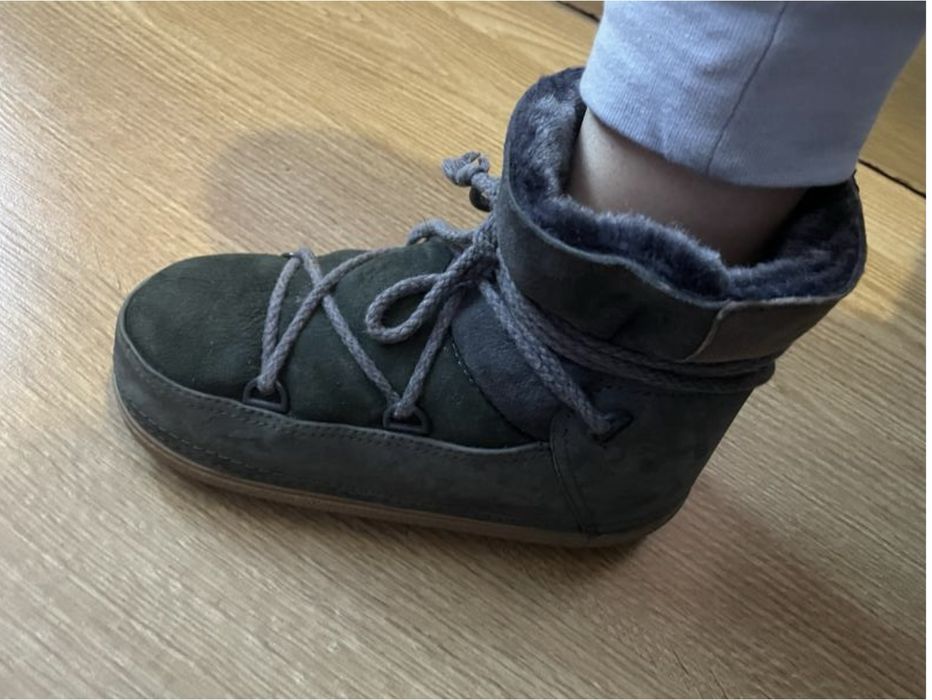 Теплі зимові місяцеходи  угги ikkii, натуральний нубук і хутро