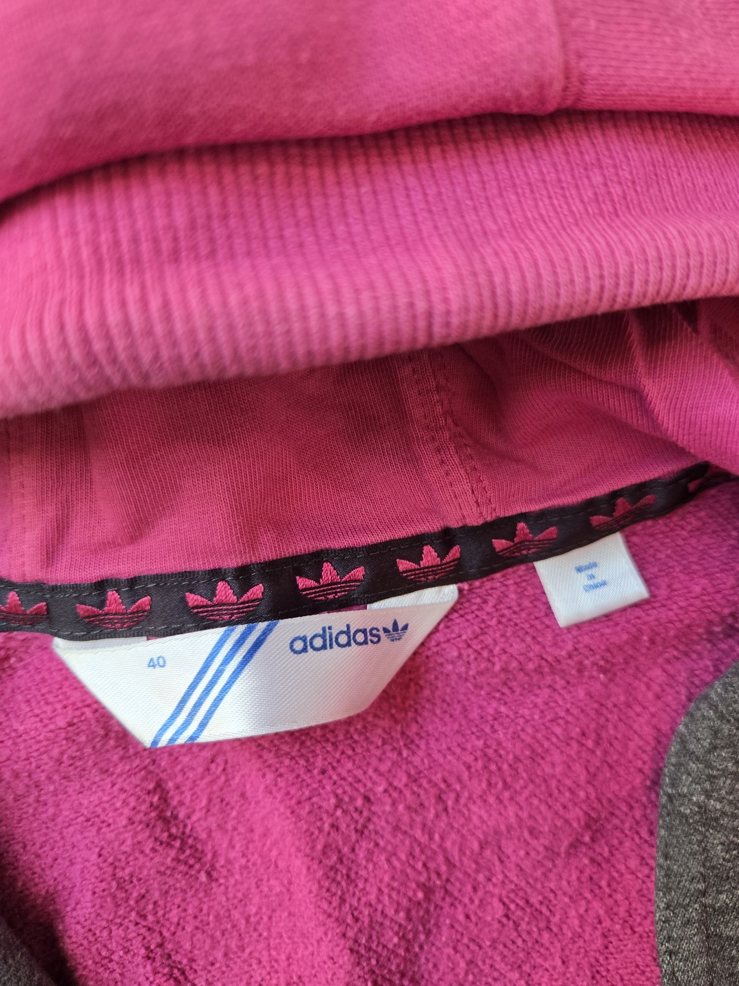 Bluza Adidas rozpinana na zamek szara różowa żółta bawełna rozm M