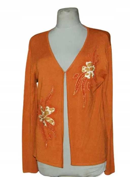 Sweter z haftem i cekinami cienki lekki  rozmiar L/XL | 375G