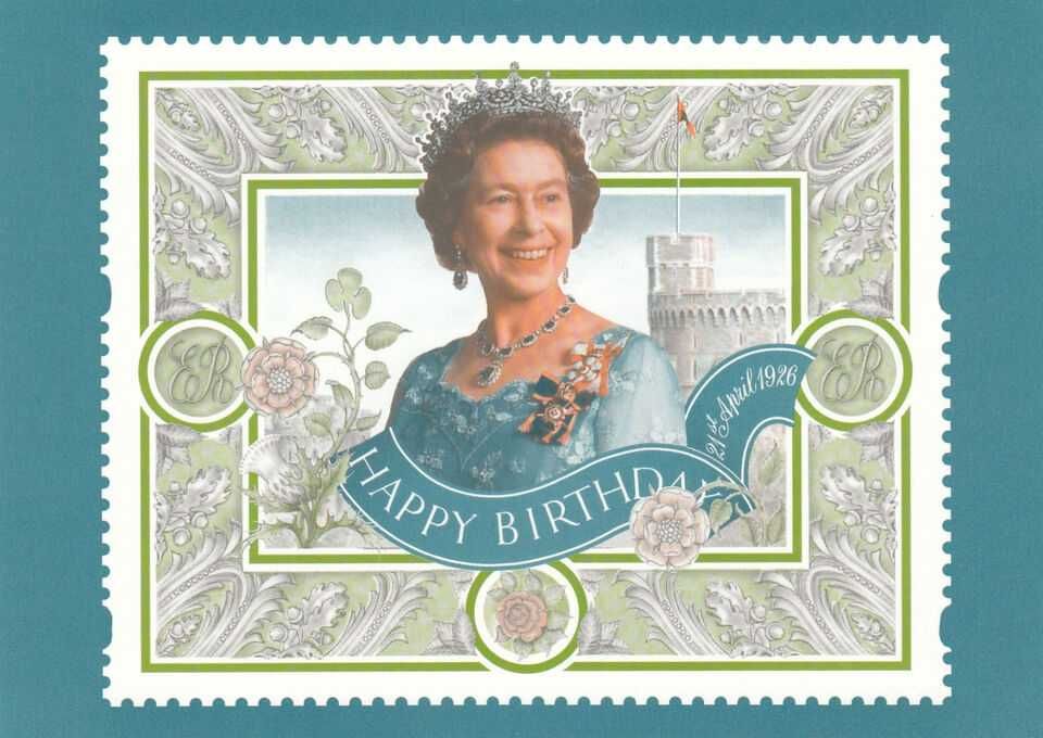 Selo antigo de 1996 comemorativo dos 70 anos da Rainha Inglaterra