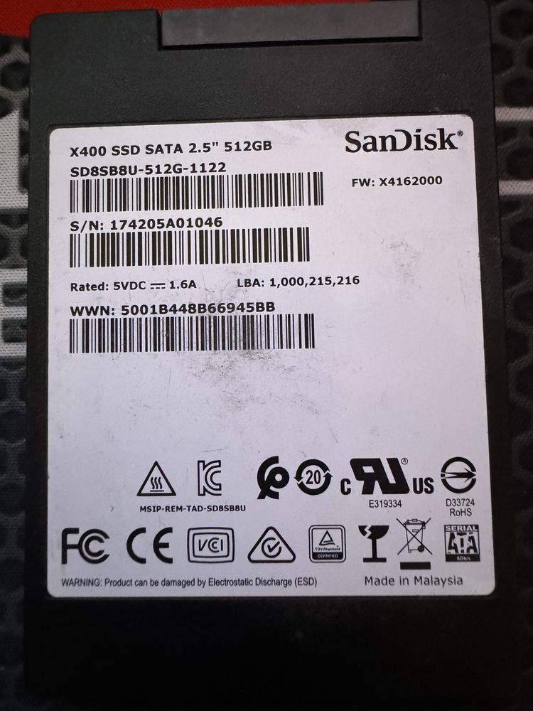 SSD диск SanDisk X400 512GB 2.5" SATAIII SLC/TLC (SD8SB8U-512G-1122)