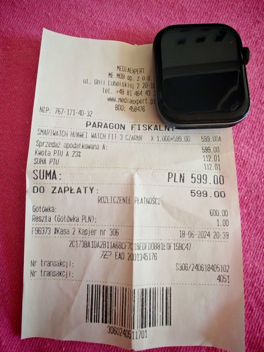 Huawei watch fit 3 stan bardzo dobry gratisy