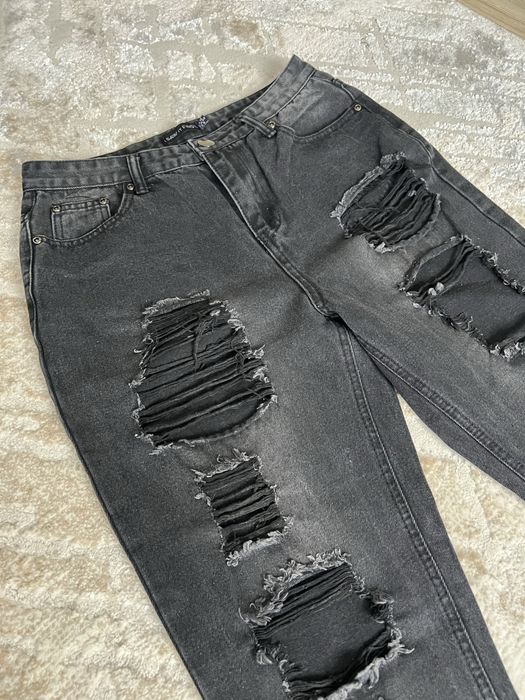 Spodnie jeansowe czarne z dziurami Boyfriend rozmiar 40 ( L )