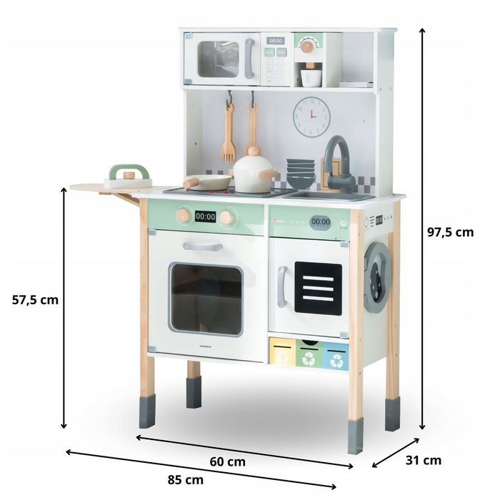 Kuchnia Drewniana Interaktywna Z Pralką Zmywarką Tablica Kredowa fv