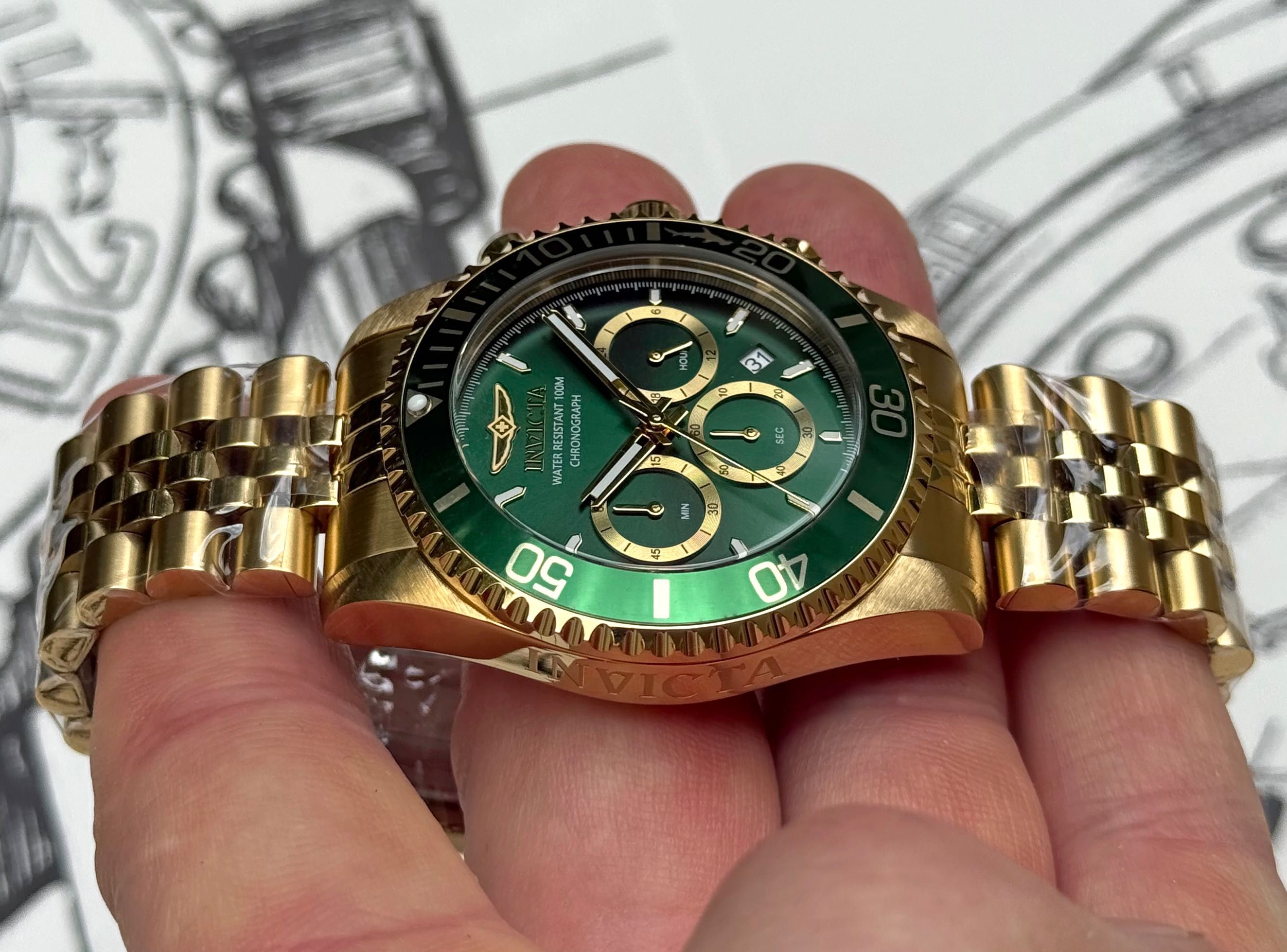 Годинник Invicta 48383 Pro Diver 43 mm. Master of the Oceans Gold