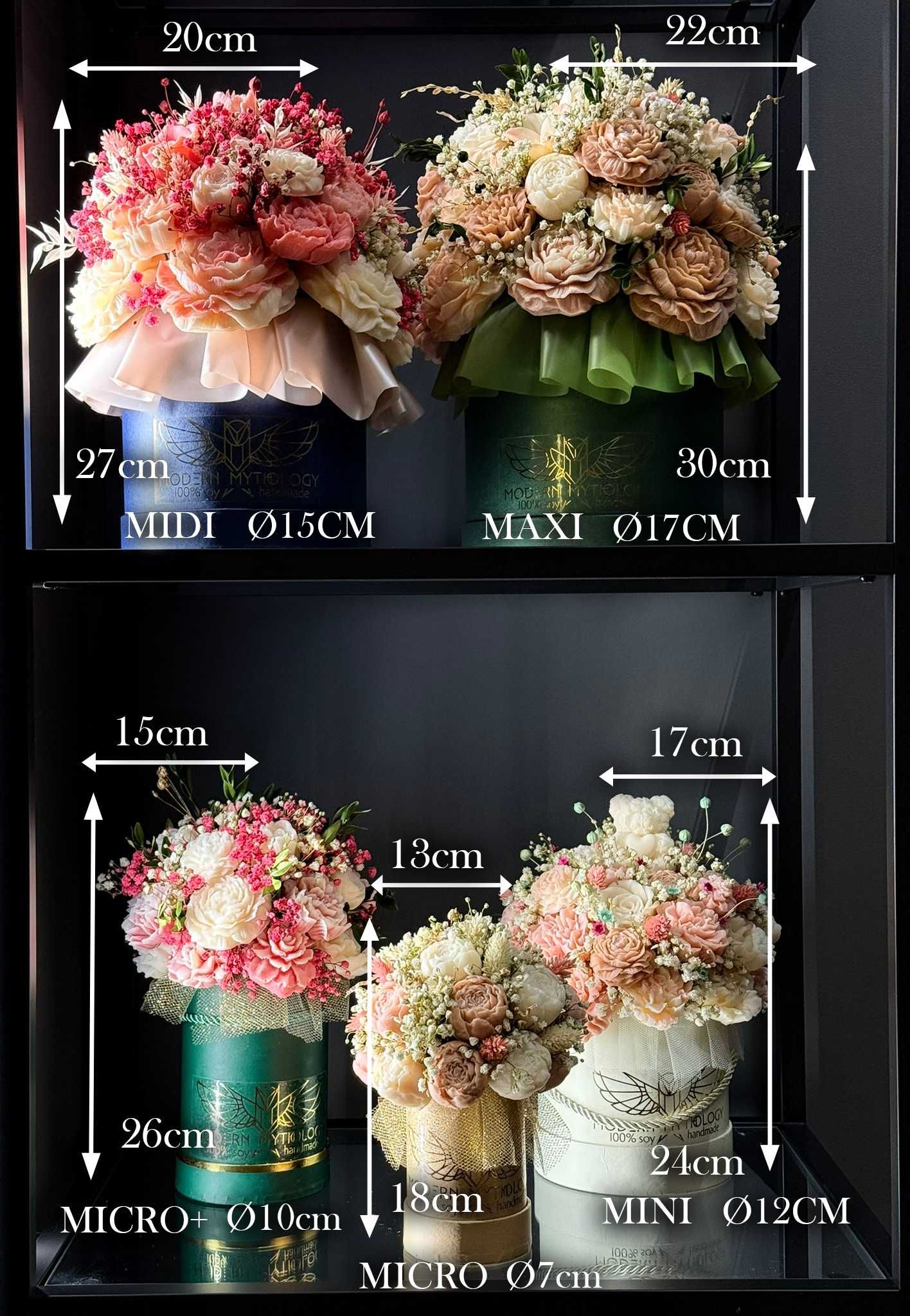 Elegancki wieczny Flowerbox Prezent: Dzień Mamy, Ślub, Urodziny - Mini