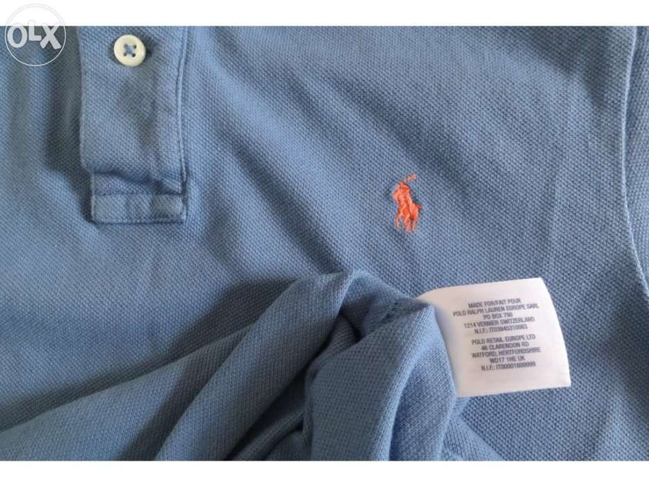 Pólo - ralph lauren - azul claro - tamanho m ( 10 a 12 anos )
