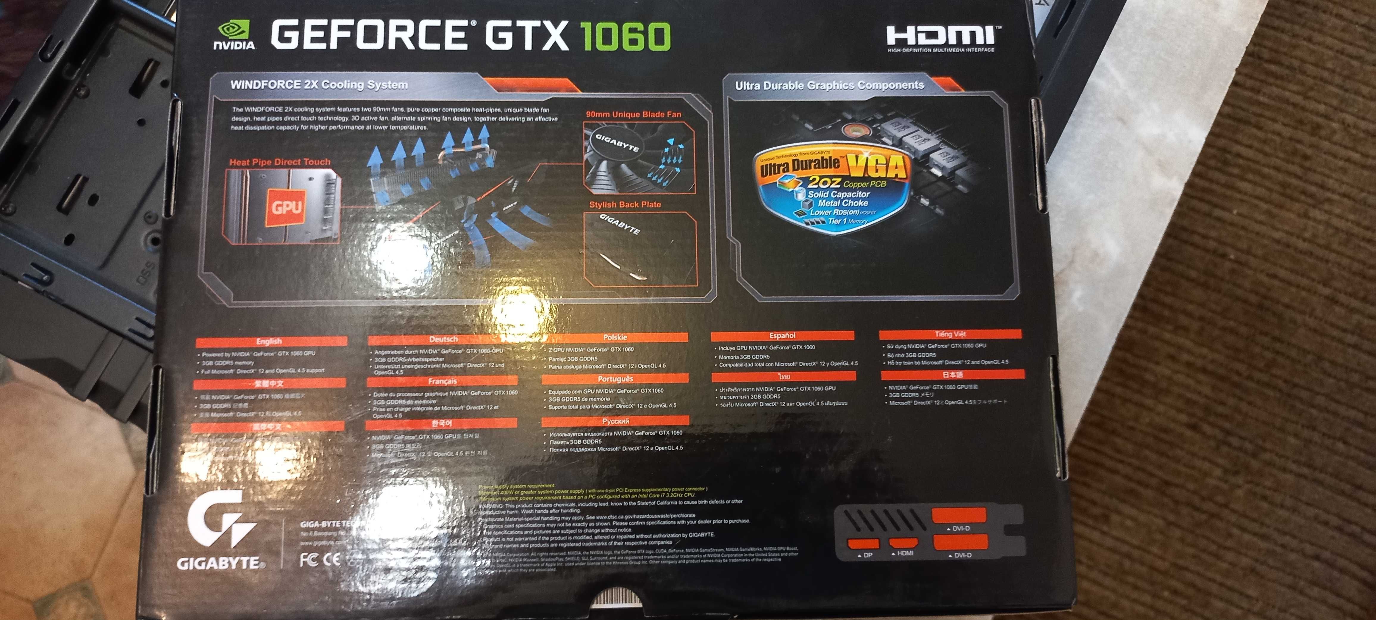 Gigabyte PCI-Ex GeForce GTX 1060 3072MB GDDR5 (192bit) Refurbished