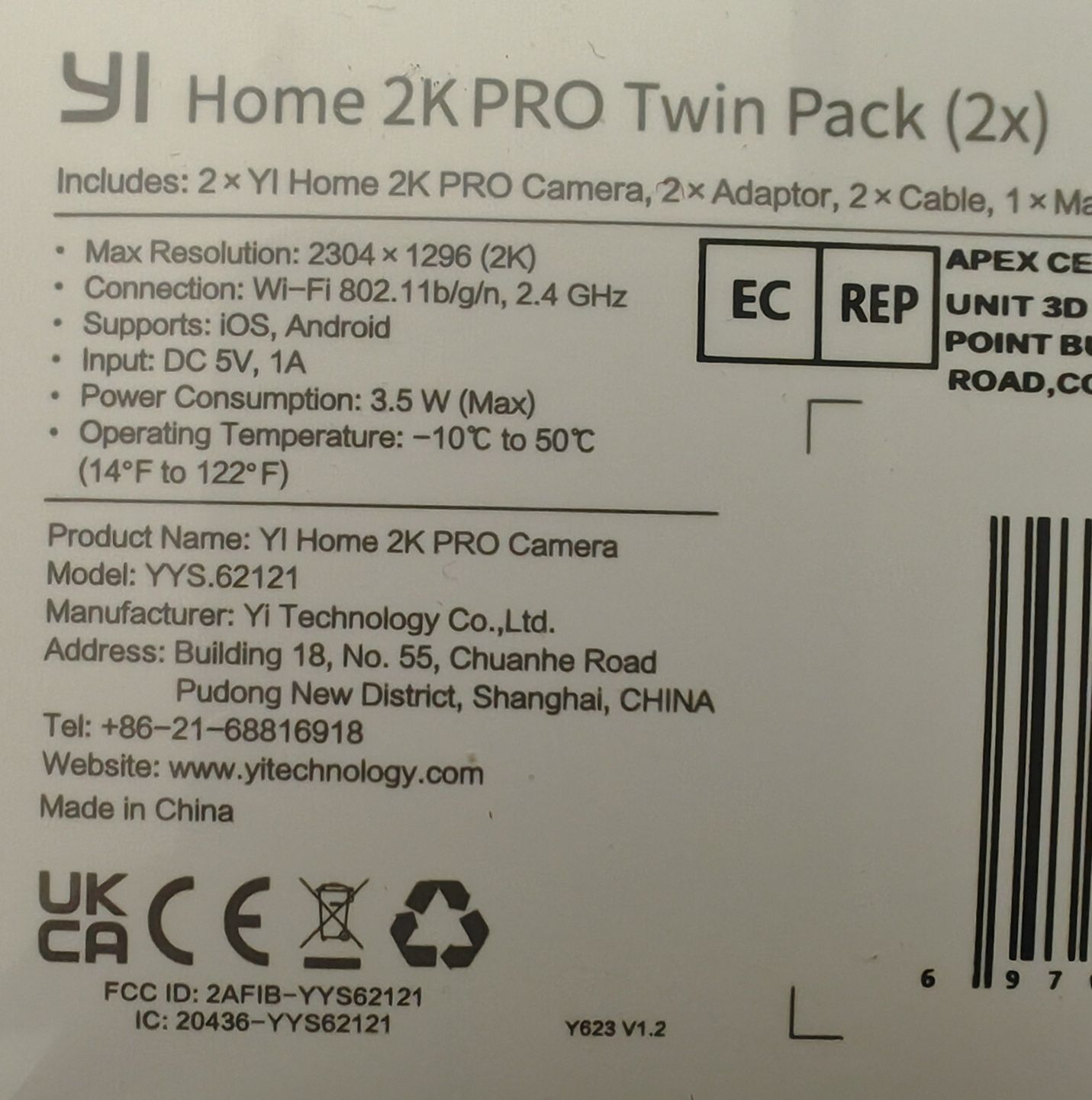 Yi Home 2k Pro 2-pack kamery IP dwie sztuki
