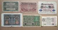 Marki - Cesarstwo Niemiec, Rzesza Niemiecka zestaw 6 banknotów