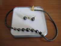 Conjunto Colar e brincos pedra semipreciosas Onix(NOVO)