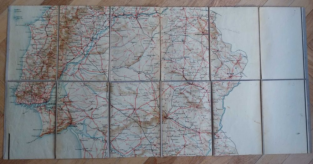 mapa: carta itinerária de Portugal, 1915