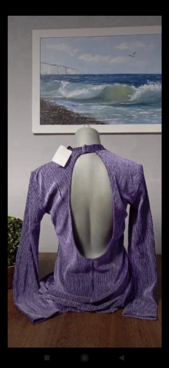 Sukienka fioletowa z odkrytymi plecami H&M