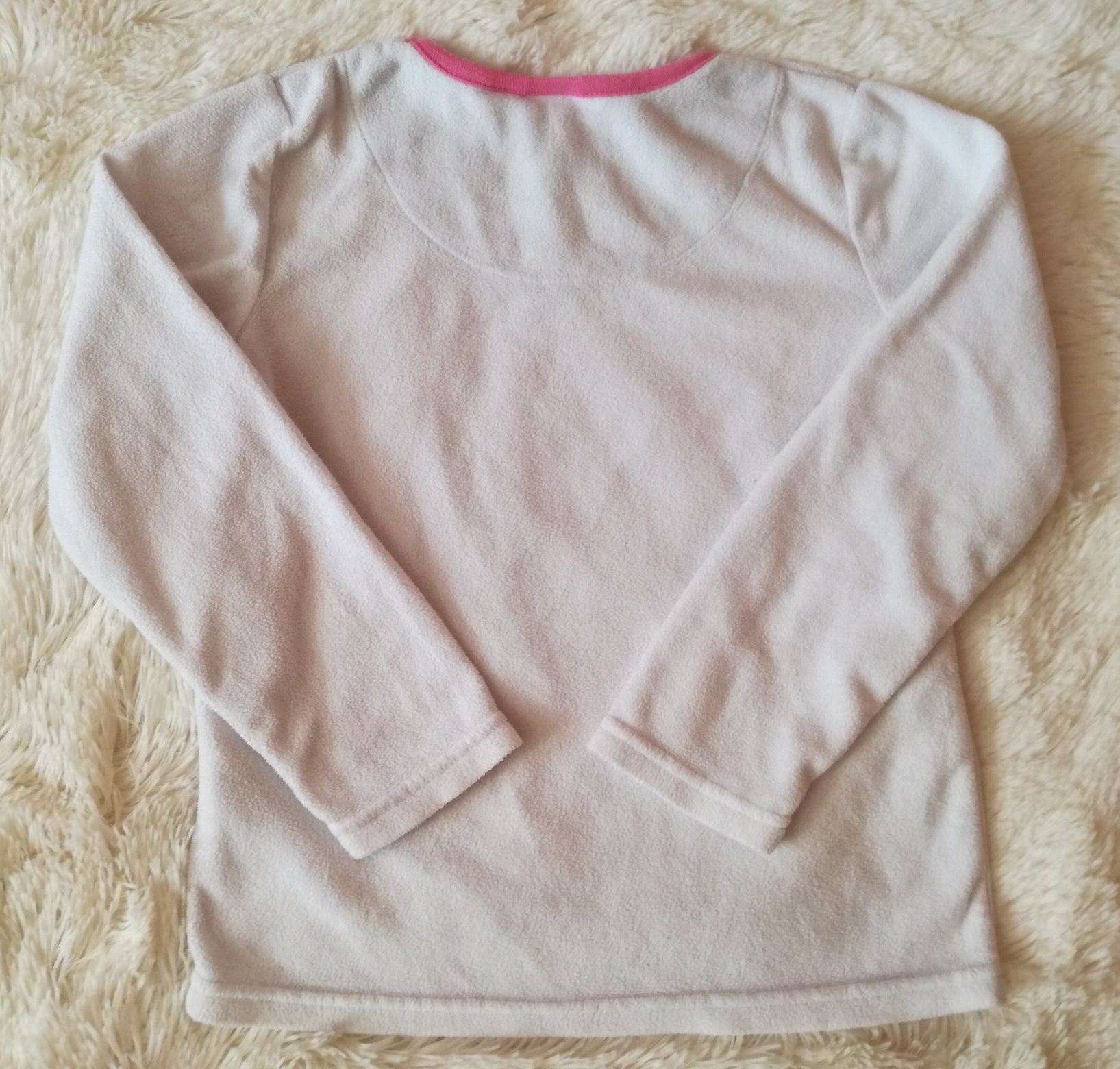 Biała bluzka polarowa dla dziewczynki z jednorożcem, rozmiar 122, 6-7l