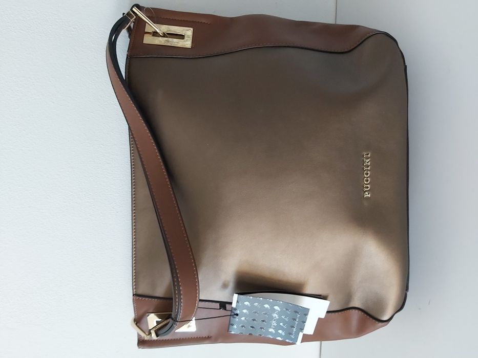 Torebka PUCCINII shoperka czarna brązową torba PROMOCJA