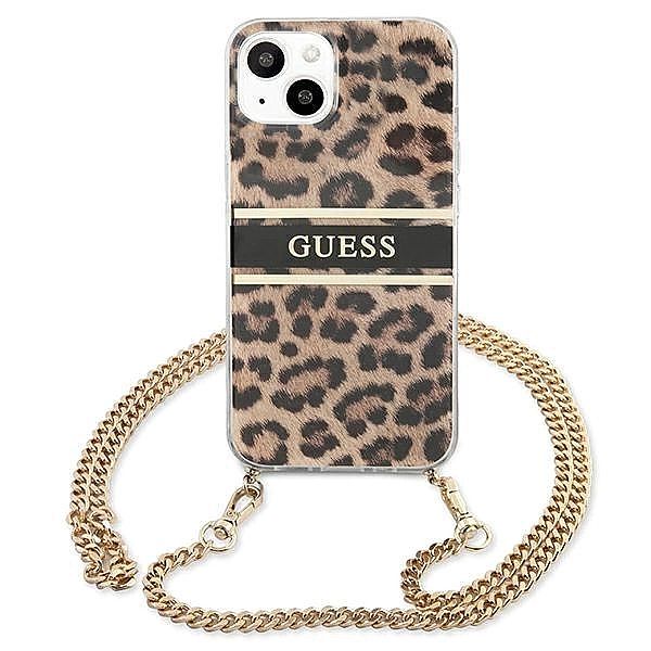 Etui Guess Leopard na iPhone 13 mini - jasnobrązowe